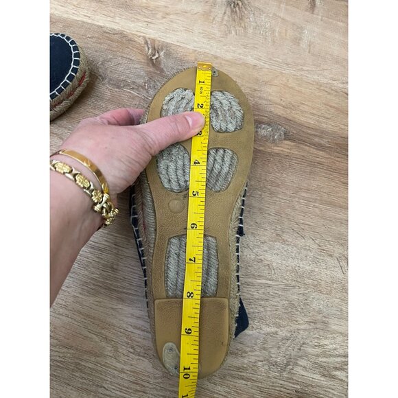 Carolina Herrera Women's Espadrilles Size 40 Canvas & Jute Navy Red - Picture 7 of 7